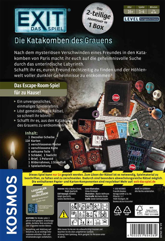 Kosmos Familienspiel Escape EXIT® Die Katakomben des Grauens Level Fortgeschritten 694289
