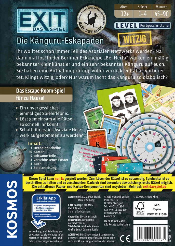 Kosmos Familienspiel Escape EXIT® Die Känguru-Eskapaden Level Fortgeschritten 695071