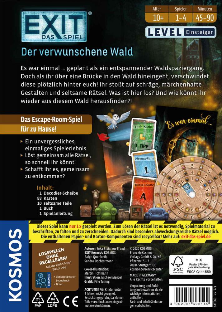 Kosmos Familienspiel Escape EXIT® Der verwunschene Wald Level Einsteiger 695149