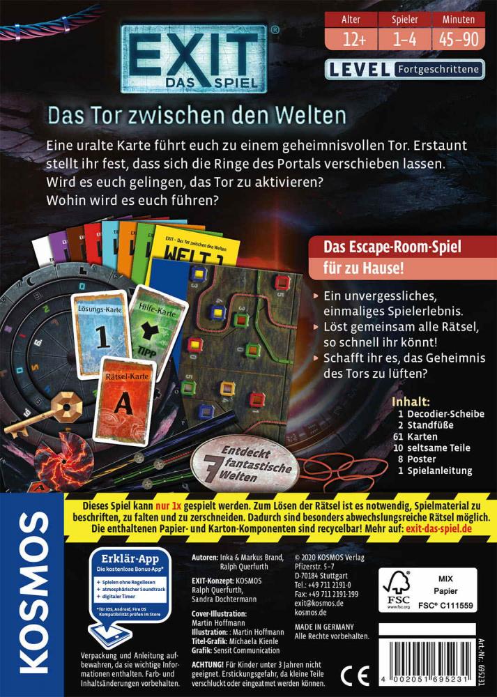 Kosmos Familienspiel Escape EXIT® Das Tor zwischen den Welten Level Fortgeschritten 695231