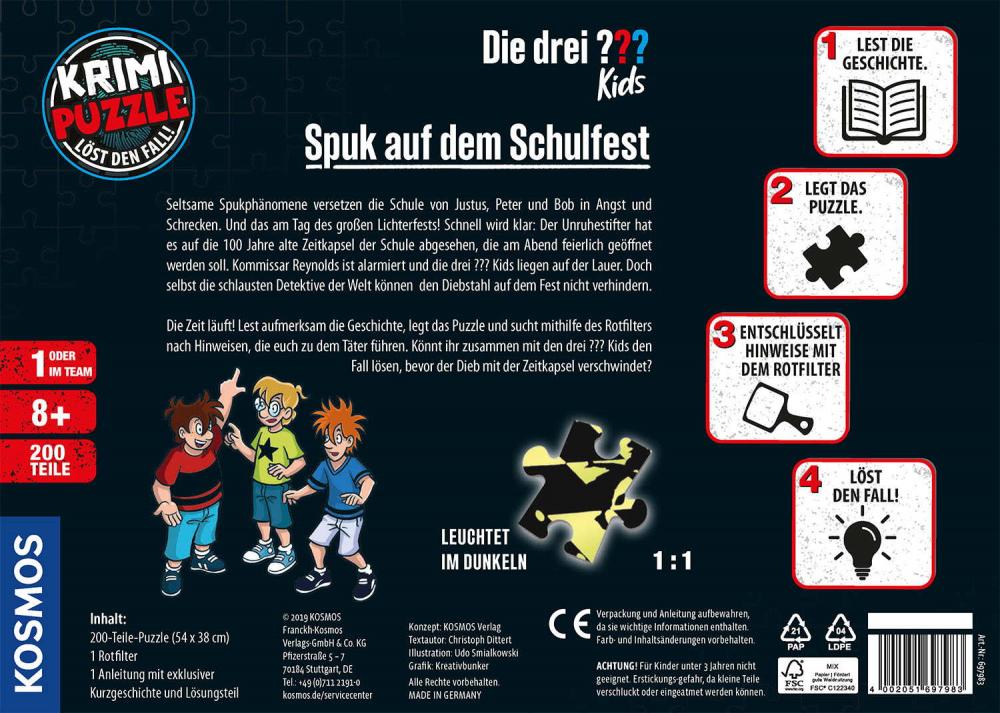 200 Teile Kosmos Familienspiel Krimispiel Krimipuzzle Die drei ??? Kids Spuk Schulfest 697983