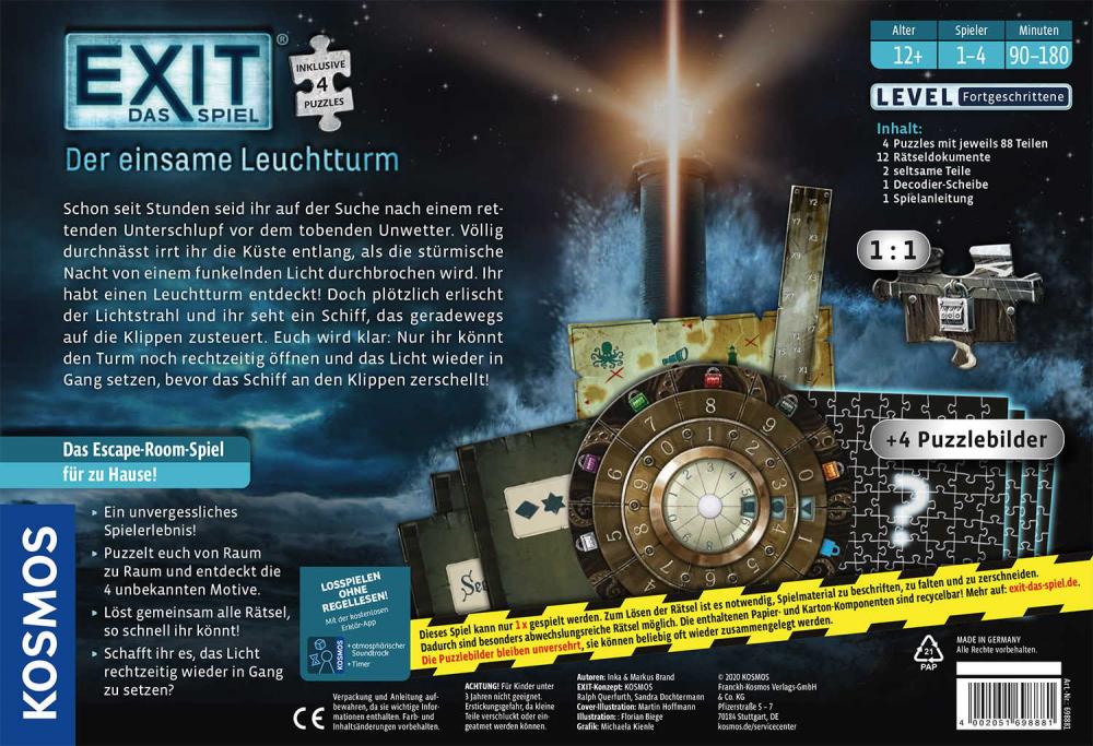 Kosmos Familienspiel Escape EXIT® Spiel + Puzzle Der einsame Leuchtturm Level Fortgeschritten 698881