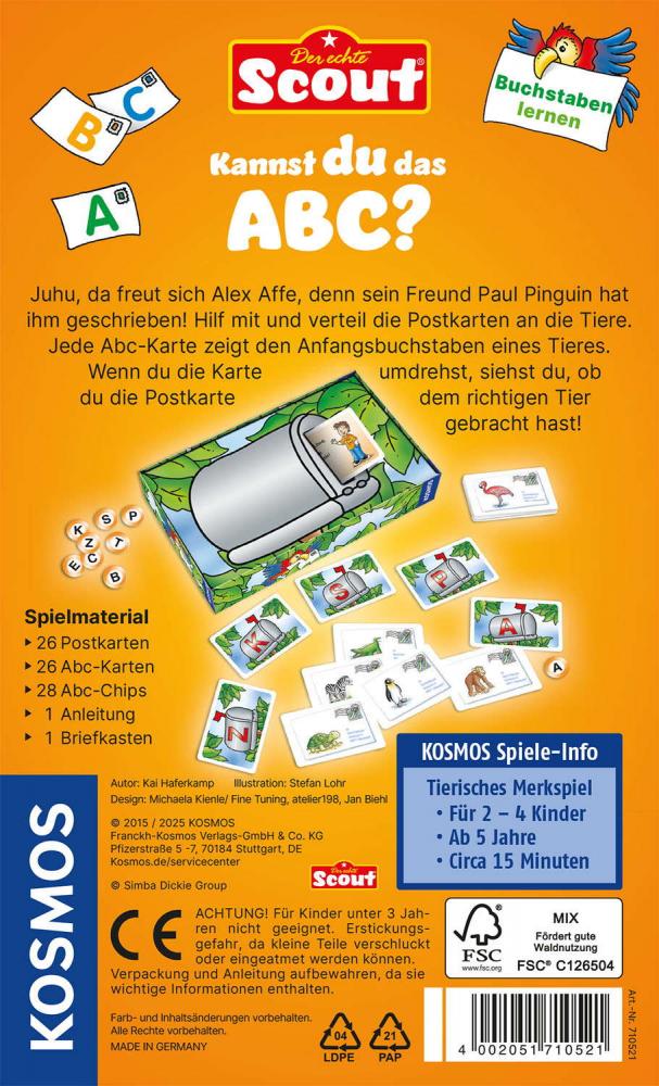 Kosmos Kinderspiel Lernspiel Scout Kannst du das ABC? 710521