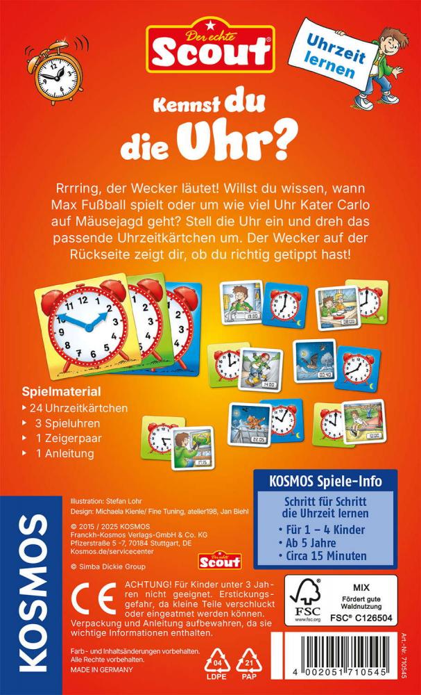 Kosmos Kinderspiel Lernspiel Scout Kennst du die Uhr? 710545
