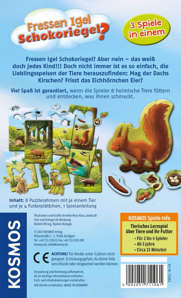 Kosmos Mitbringspiel Wissensspiel Fressen Igel Schokoriegel? 711061
