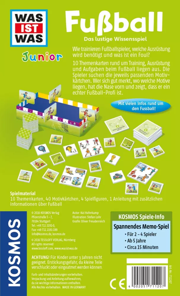 Kosmos Mitbringspiel Wissensspiel WAS IST WAS Junior Fußball 711207