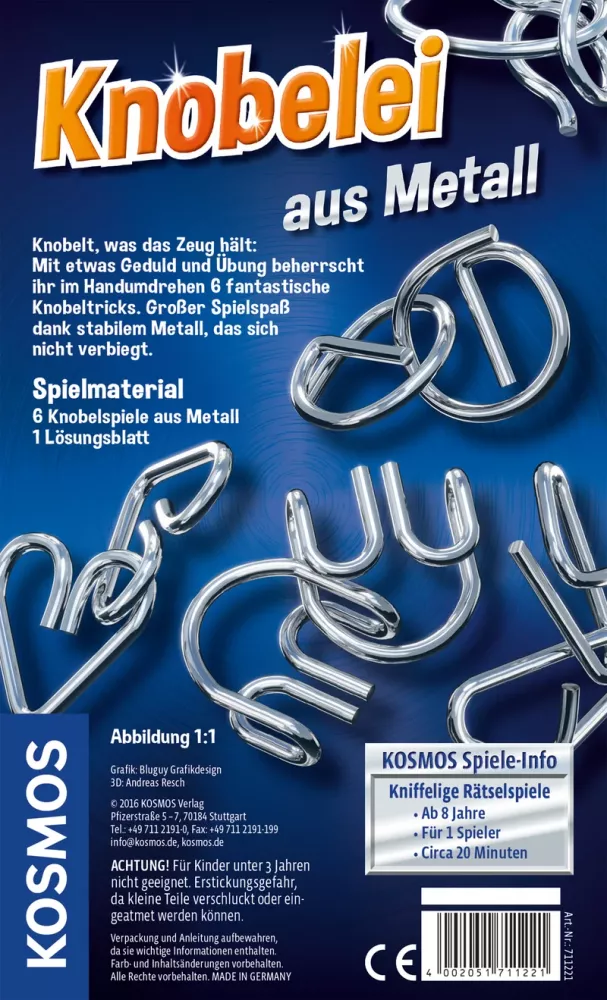 Kosmos Mitbringspiel Geschicklichkeitsspiel Knobelei aus Metall 711221
