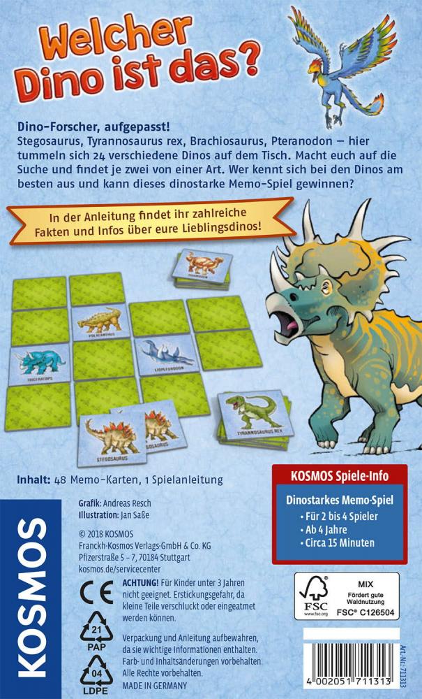 Kosmos Mitbringspiel Wissensspiel Welcher Dino ist das? 711313