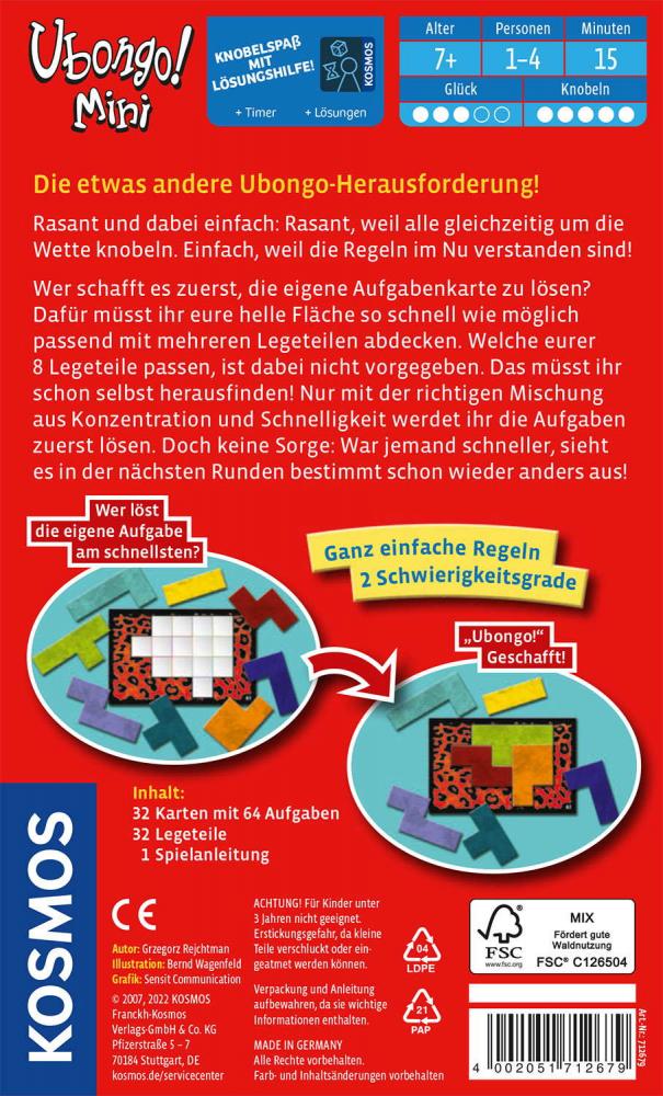Kosmos Mitbringspiel Logikspiel Ubongo! Mini 712679