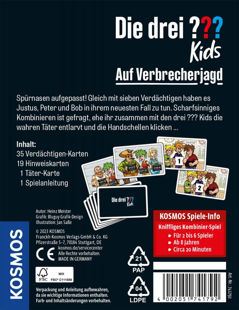 Kosmos Kinderspiel Kartenspiel Die drei ??? Kids Auf Verbrecherjagd 741792