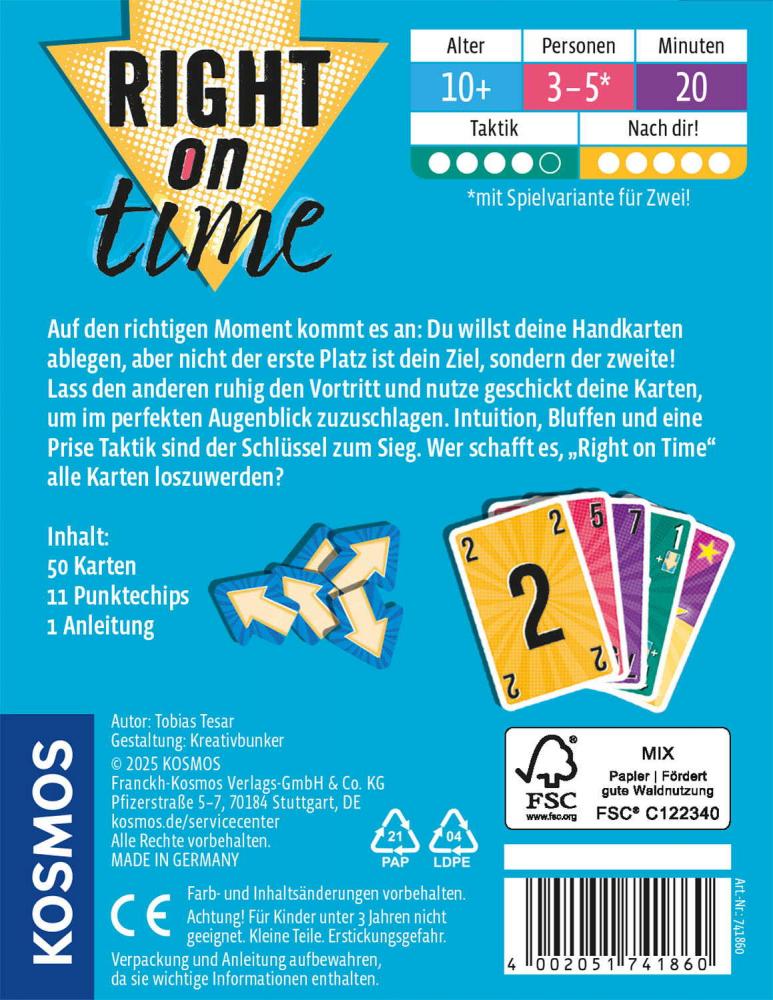 Kosmos Familienspiel Kartenspiel Right on time 741860