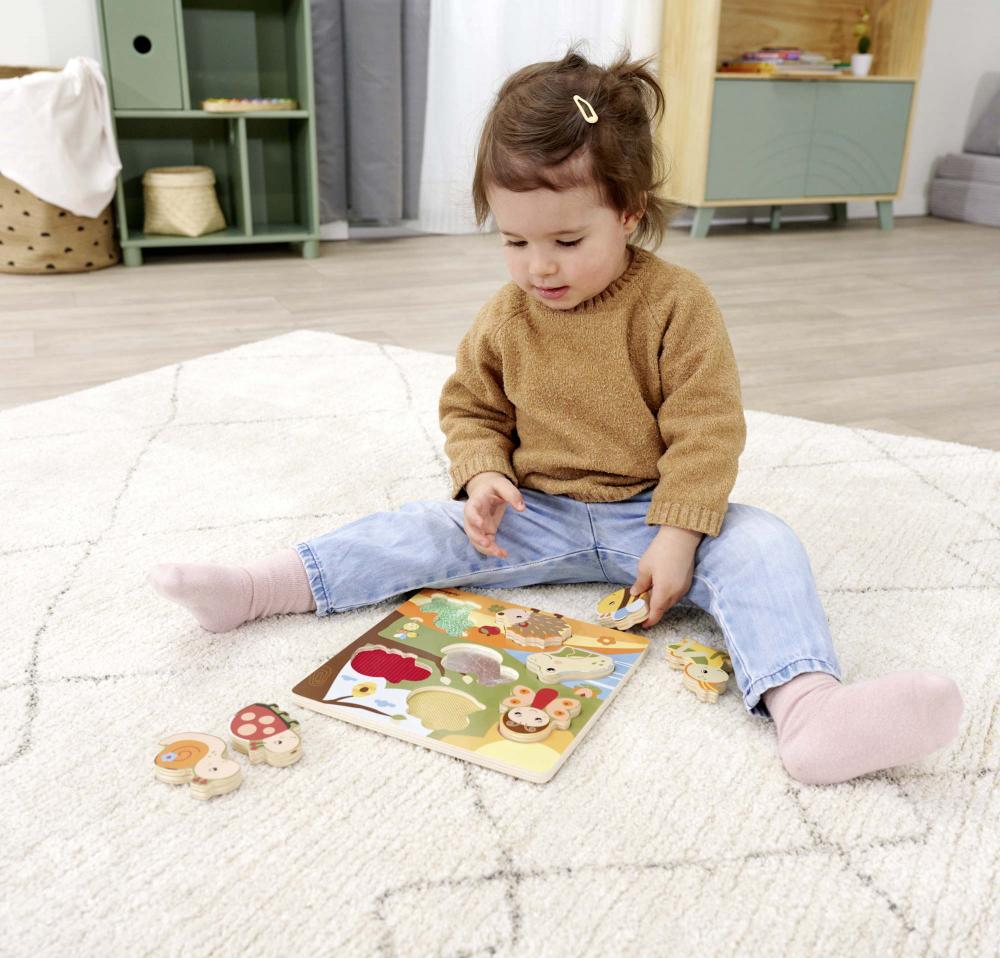 7 Teile Eichhorn Kinder Puzzle Holz Fühlpuzzle mit Stoff 100006840