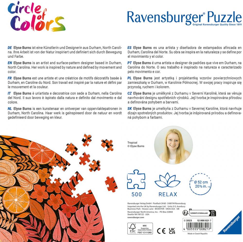 500 Teile Ravensburger Puzzle rund Circle of Colors Tropical 12000821