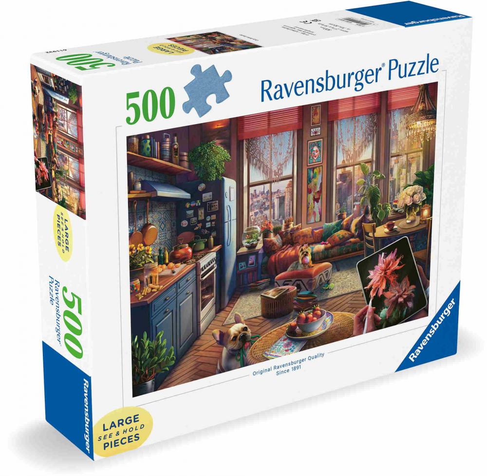 500 Teile Ravensburger Puzzle Large Pieces Große Teile Gemütliches Boho-Studio 12001025