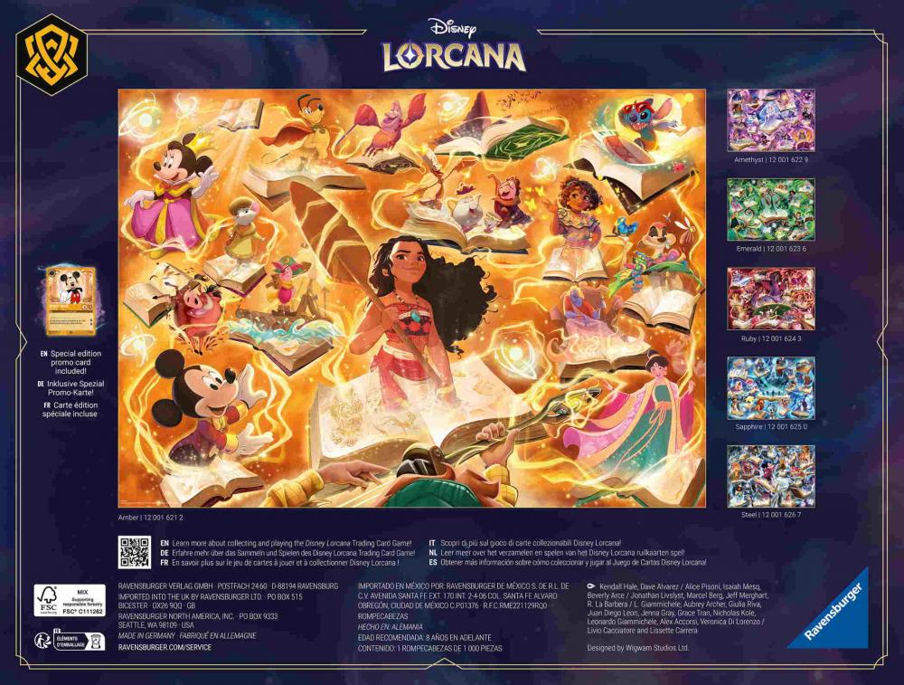 1000 Teile Ravensburger Puzzle Disney Lorcana TCG Glimmers of the Realm Amber 12001621