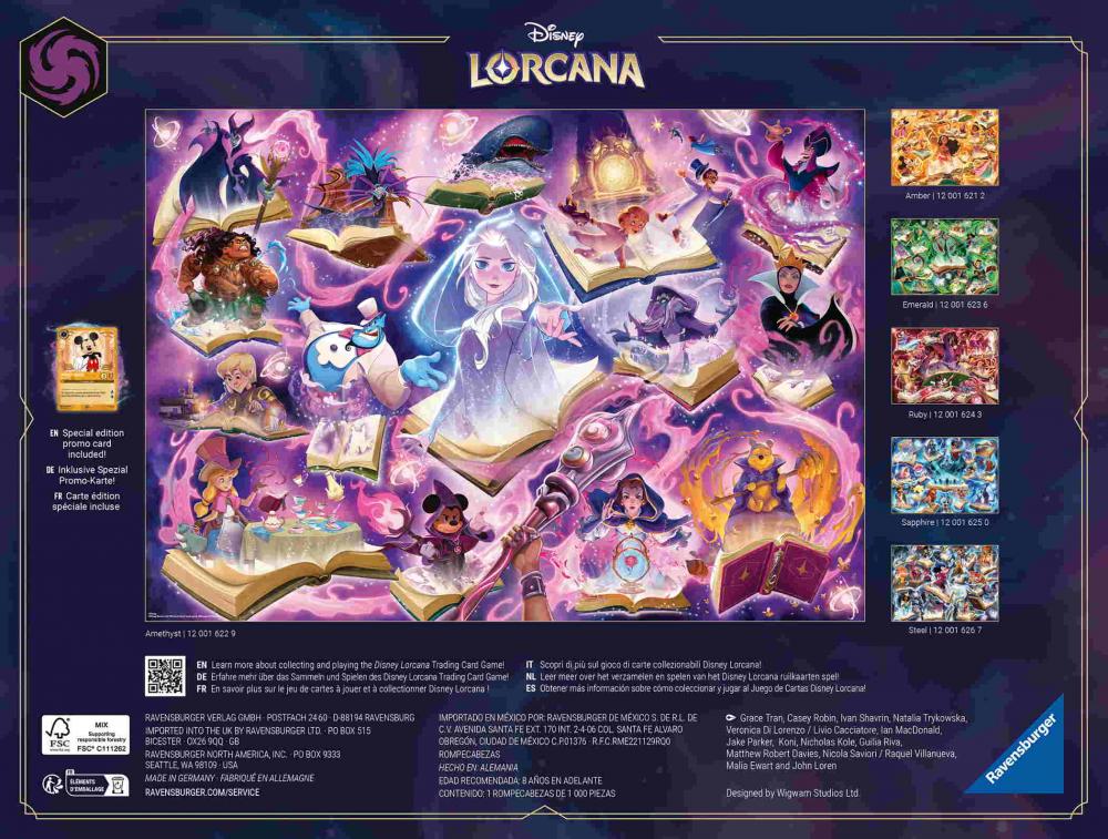 1000 Teile Ravensburger Puzzle Disney Lorcana TCG Glimmers of the Realm Amethyst 12001622