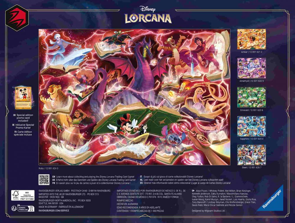 1000 Teile Ravensburger Puzzle Disney Lorcana TCG Glimmers of the Realm Ruby 12001624