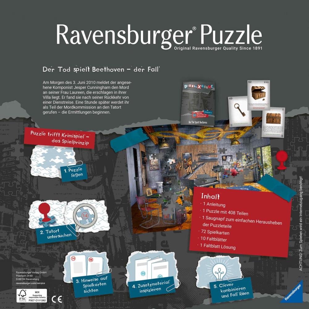 Ravensburger Familienspiel Detektivspiele Puzzle X Crime Der Tod spielt Beethoven 12001679
