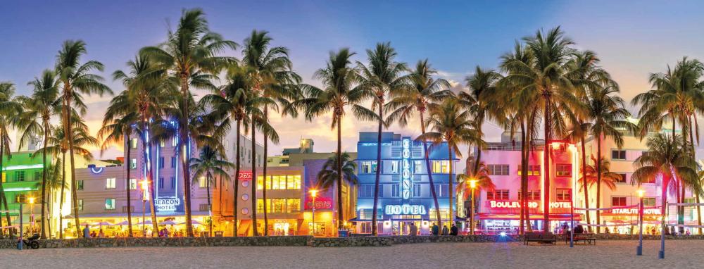 1000 Teile Ravensburger Puzzle Panorama Nachtlichter am Ocean Drive 12001710