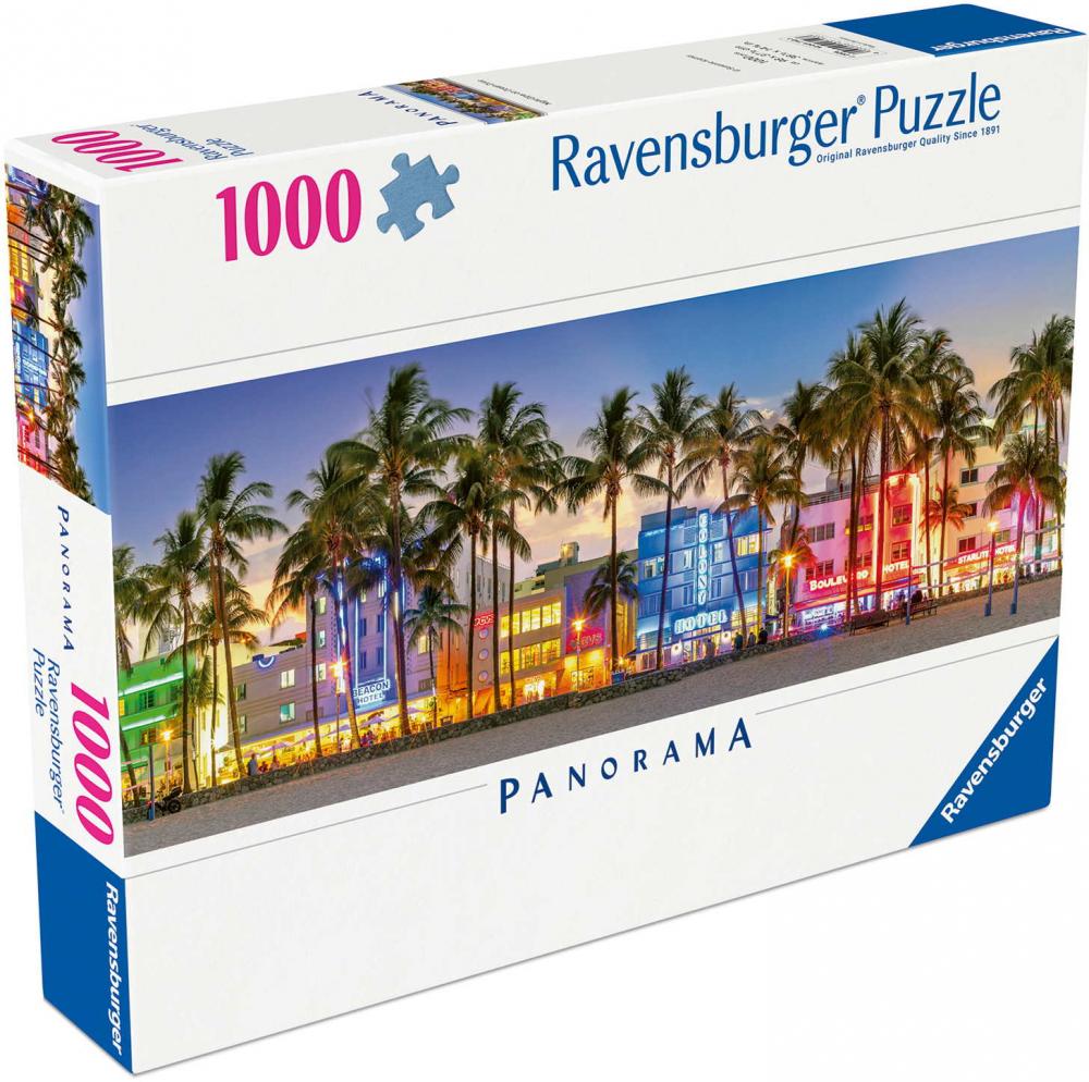 1000 Teile Ravensburger Puzzle Panorama Nachtlichter am Ocean Drive 12001710