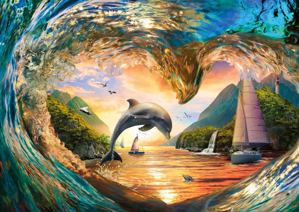 1000 Teile Ravensburger Puzzle Sprung in den Sonnenuntergang 12001711