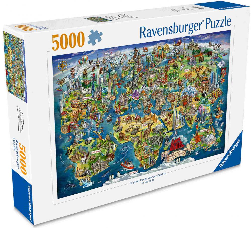 5000 Teile Ravensburger Puzzle Weltkarte mit Sehenswürdigkeiten 12001738