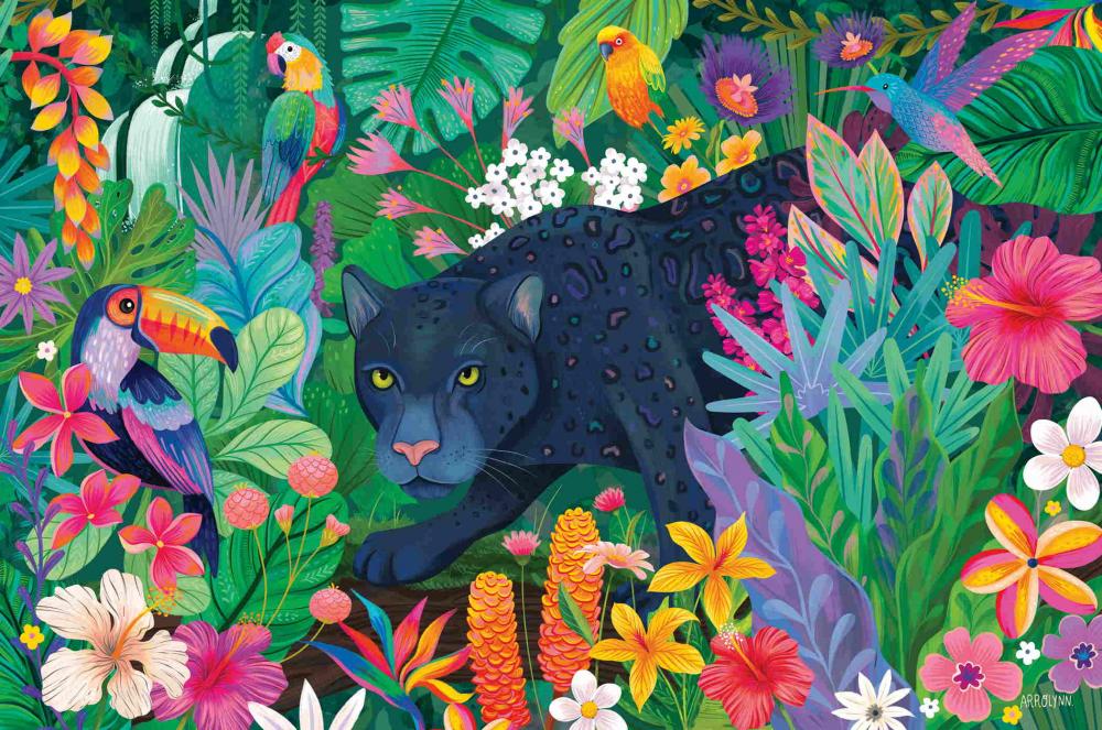 3000 Teile Ravensburger Puzzle Panther im blühenden Dschungel 12001748