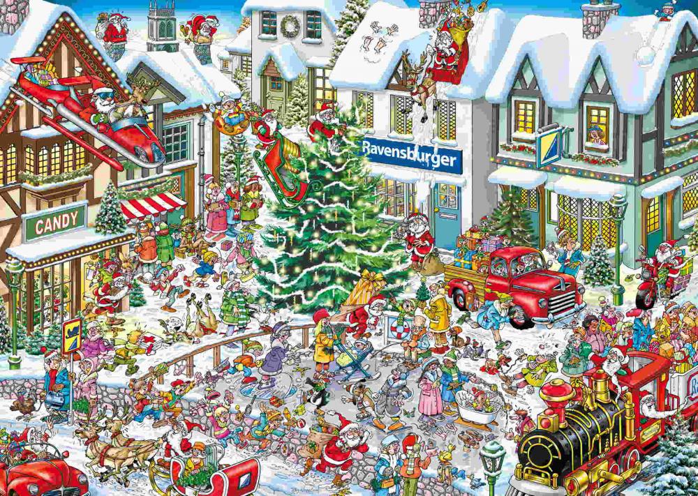 1000 Teile Ravensburger Puzzle Ray Nicholson Wimmelbild Weihnachten 12001801