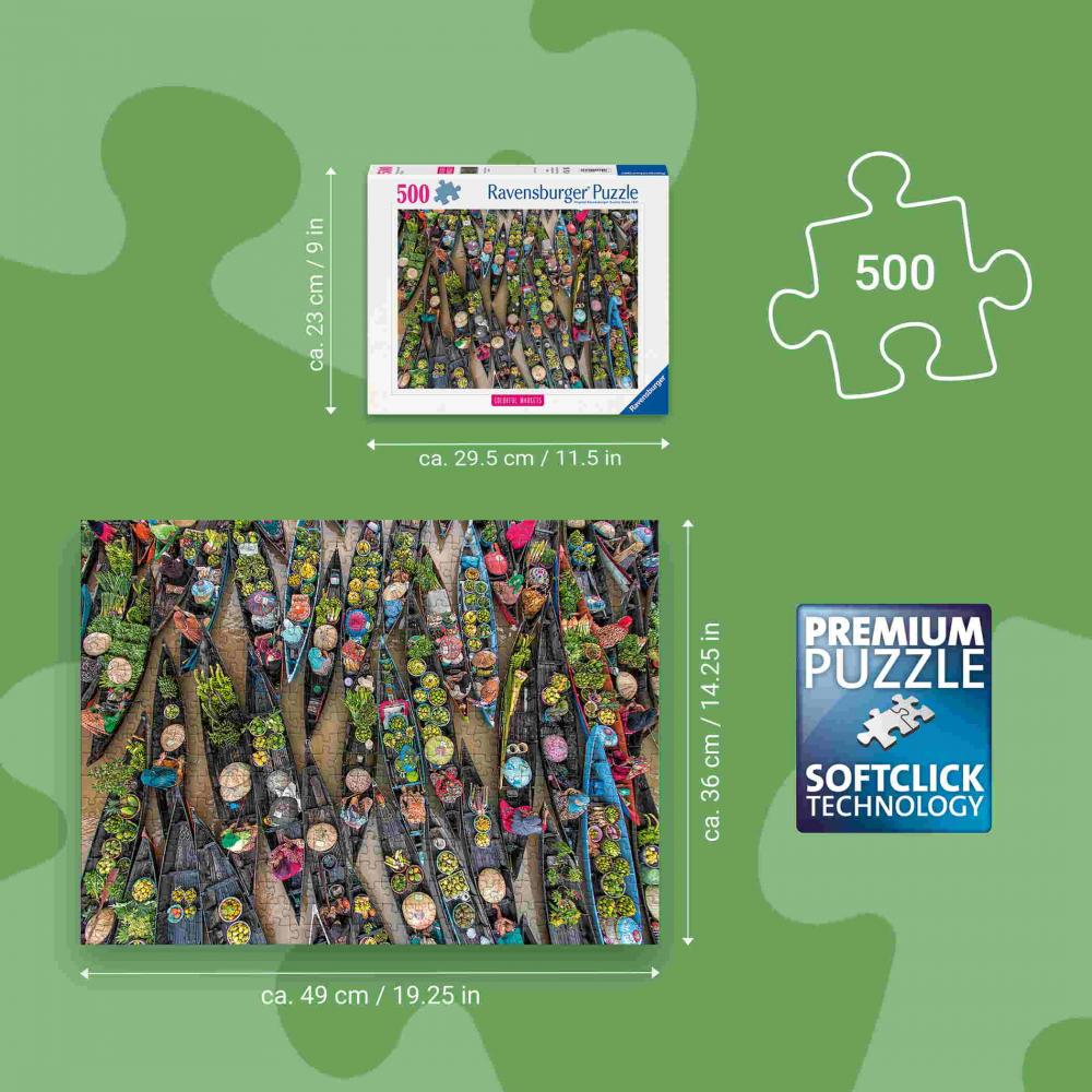 500 Teile Ravensburger Puzzle Schwimmender Markt, Indonesien 12001813