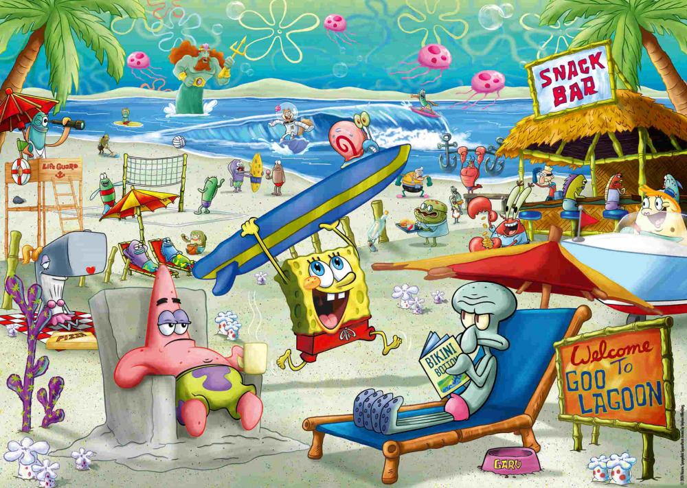 1000 Teile Ravensburger Puzzle SpongeBob Schwammkopf Beach Fun at the Goo Lagoon 12001822