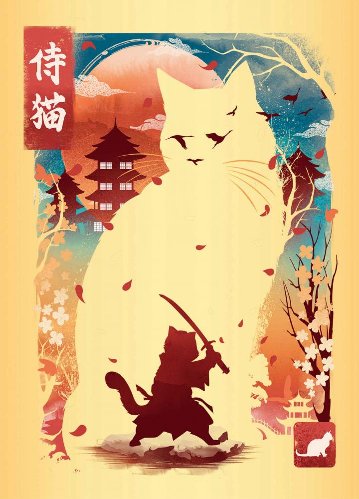 3 x 100 Teile Ravensburger Puzzle mit Staffelei Ukiyo-e Katzenkrieger, Roter Panda & Drache 12002048