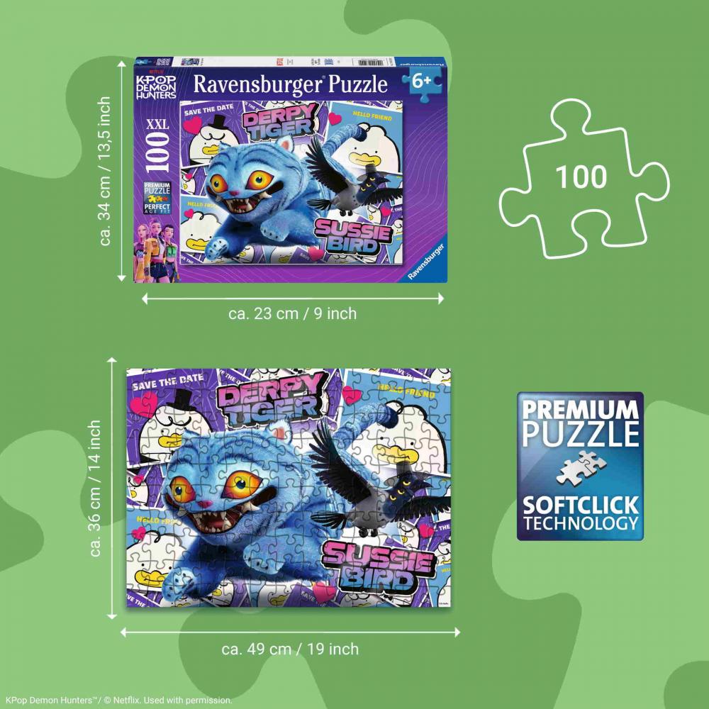100 Teile Ravensburger Kinder Puzzle XXL KPop Demon Hunters Derpy Tiger & Sussie Bird 12003529