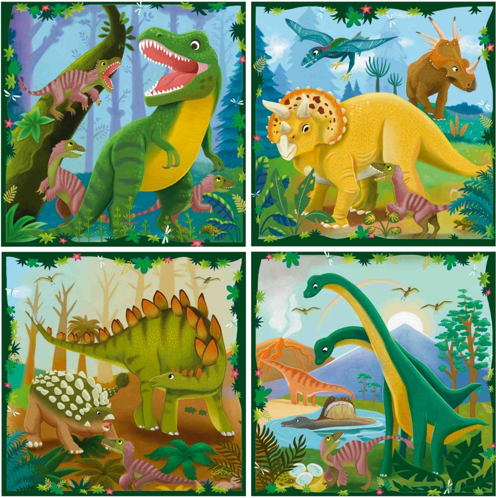 4 Puzzle 25, 36, 42, 56 Teile Ravensburger Puzzle UP! Dinosaurier 12004003
