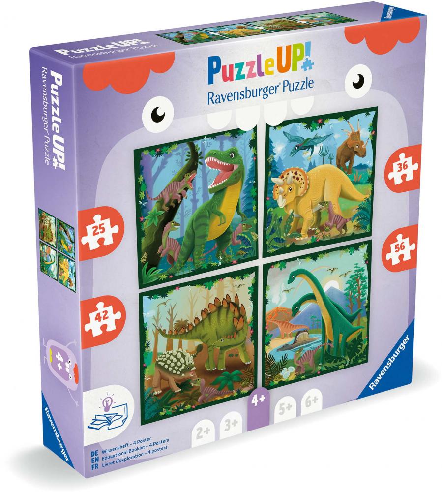 4 Puzzle 25, 36, 42, 56 Teile Ravensburger Puzzle UP! Dinosaurier 12004003