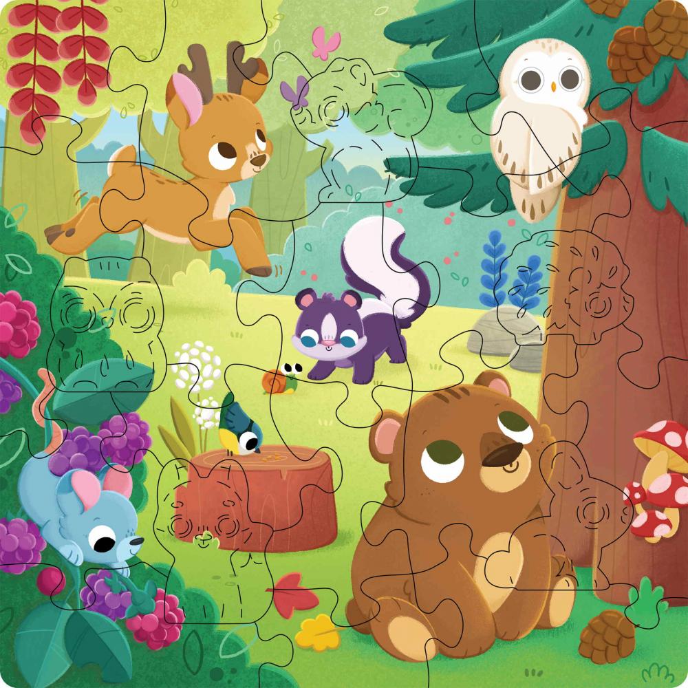 22 Teile Ravensburger Kinder Holz Puzzle Wooden Fröhliche Waldfreunde + 5 Figuren 12004080