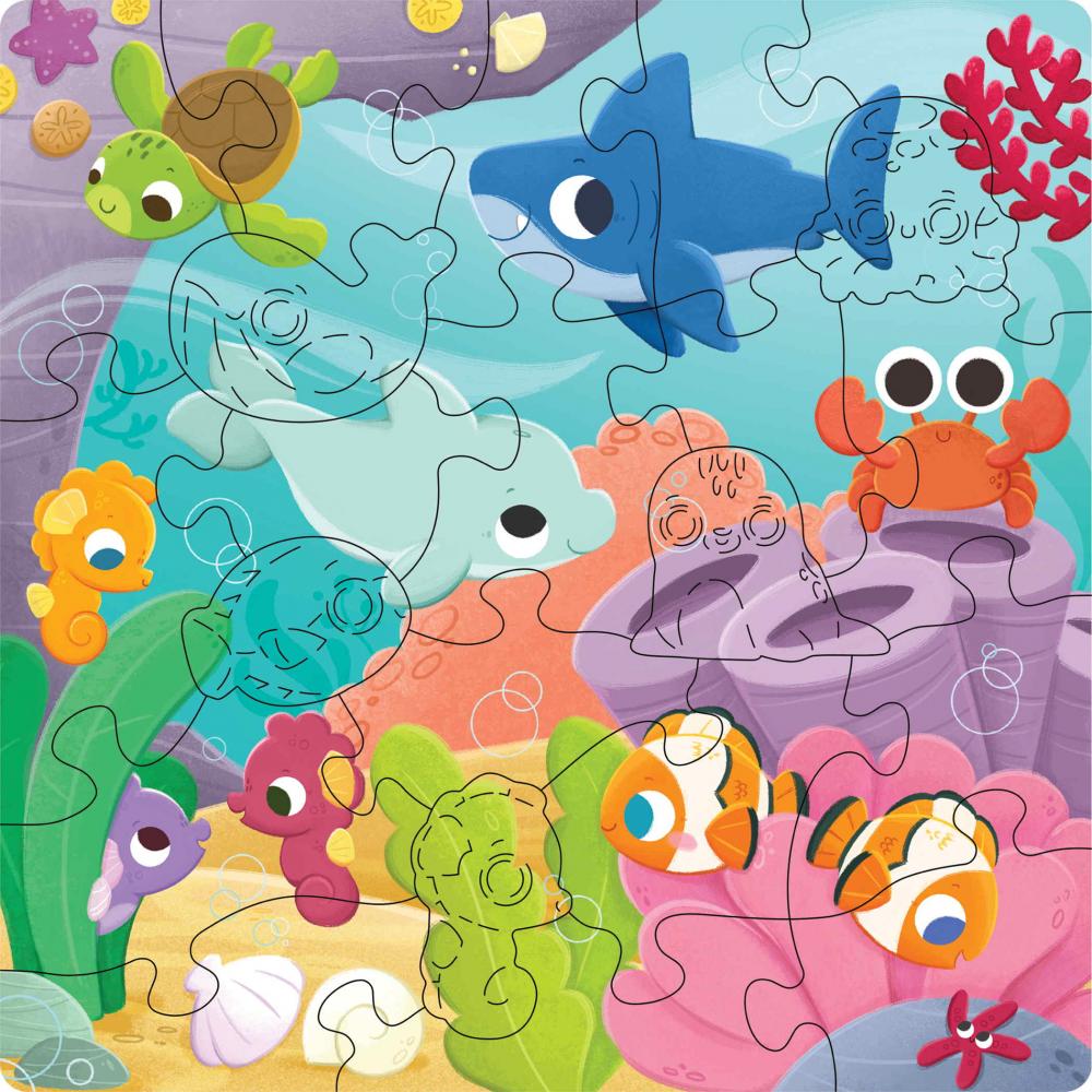 22 Teile Ravensburger Kinder Holz Puzzle Wooden Farbenspiel der Meere + 5 Figuren 12004081