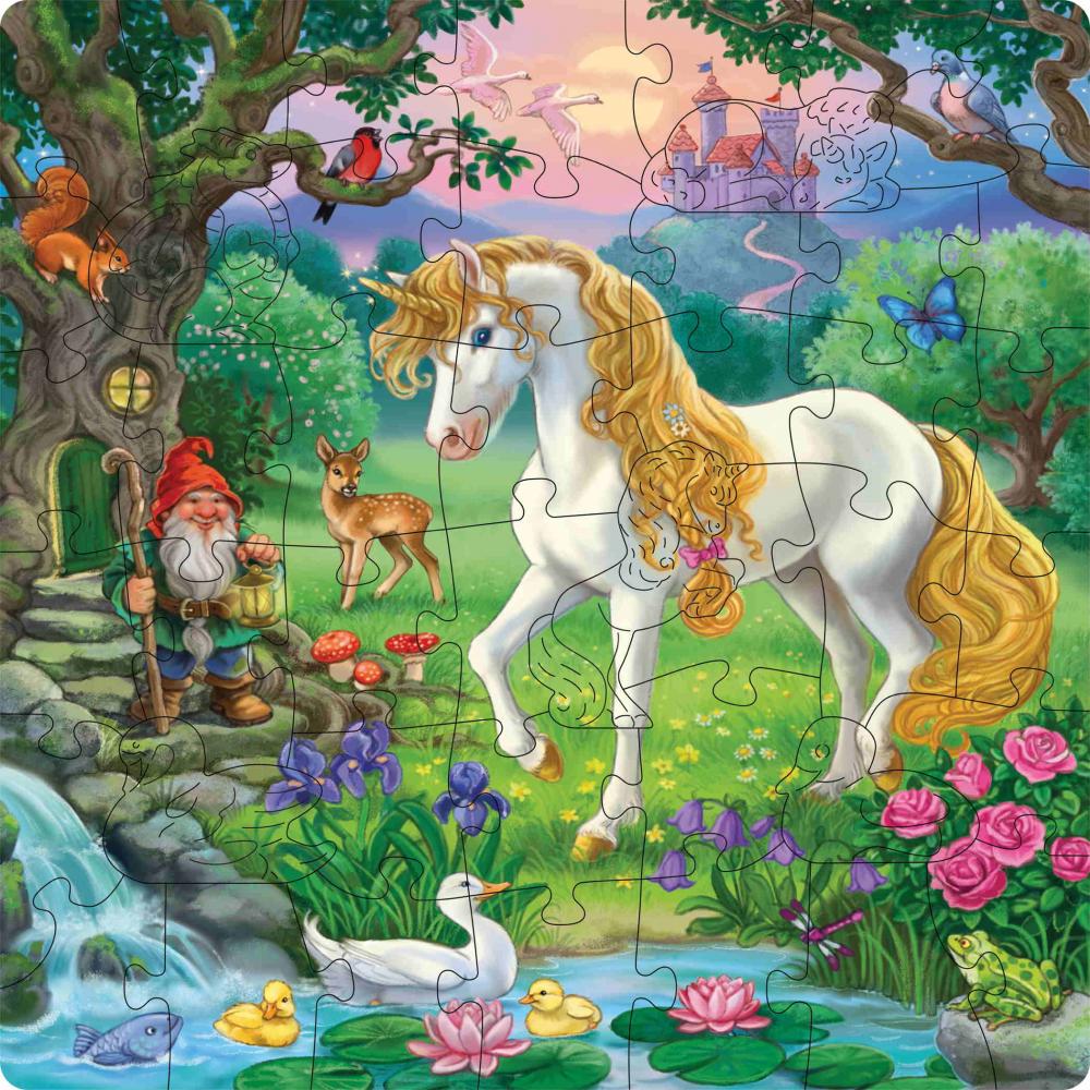 44 Teile Ravensburger Kinder Holz Puzzle Wooden Märchenhaftes Einhorn + 5 Figuren 12004085