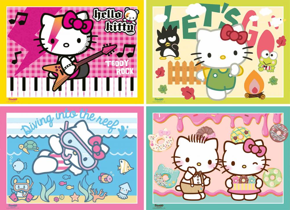 4 x 100 Teile Ravensburger Kinder Puzzle Los geht's, Hello Kitty! 12004159