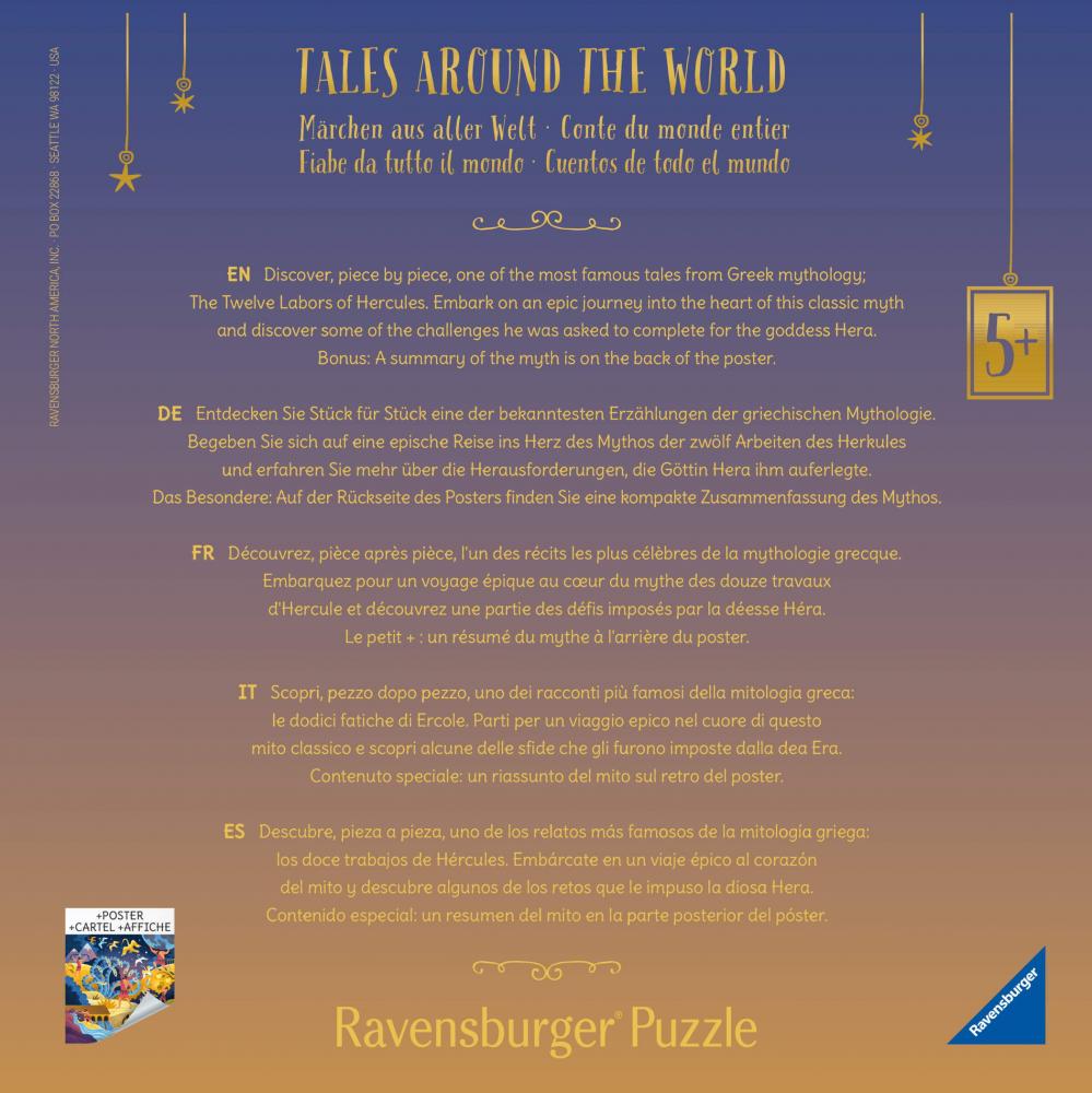 64 Teile Ravensburger Kinder Puzzle Die zwölf Werke des Herkules 12004209