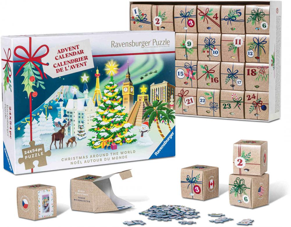 Ravensburger Puzzle Adventskalender 24 x 54 Teile Weihnachts-Puzzle 12004246