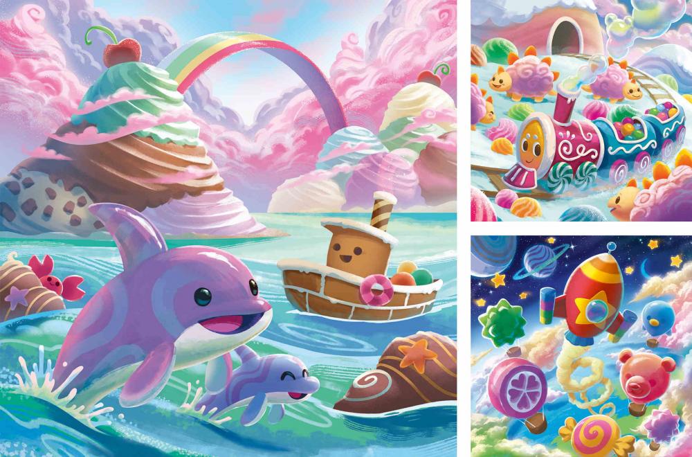 3 x 49 Teile Ravensburger Kinder Puzzle Süßigkeiten Küste 12004260