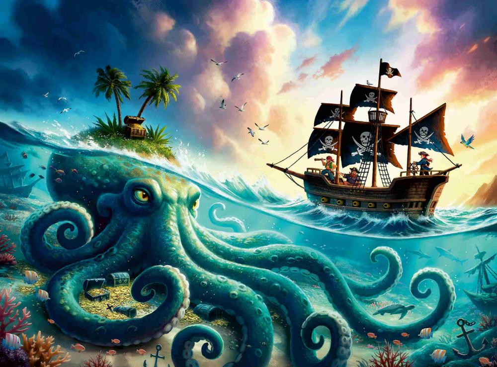 100 Teile Ravensburger Kinder Puzzle XXL Der Schatz des Kraken 12004263