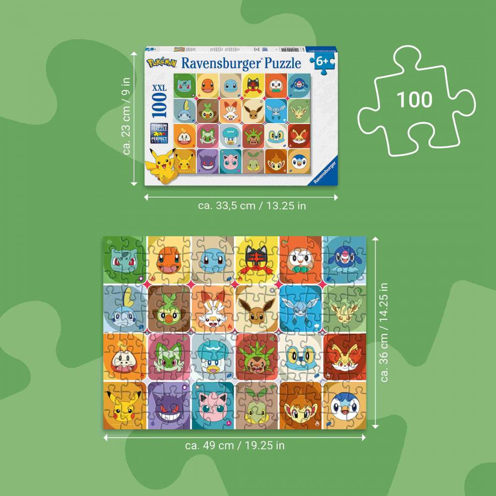 100 Teile Ravensburger Kinder Puzzle XXL Pokémon Gesichter 12004320
