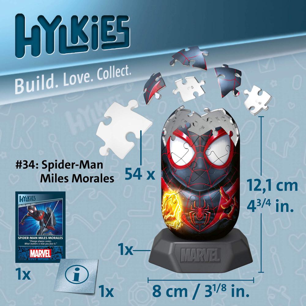 54 Teile Ravensburger 3D Puzzle Hylkies Marvel Spiderman Miles Morales Sammelfigur 12008021