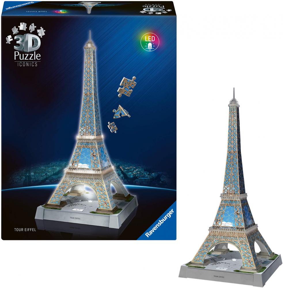216 Teile Ravensburger 3D Puzzle Iconics Bauwerk Eiffelturm mit Licht 12008024