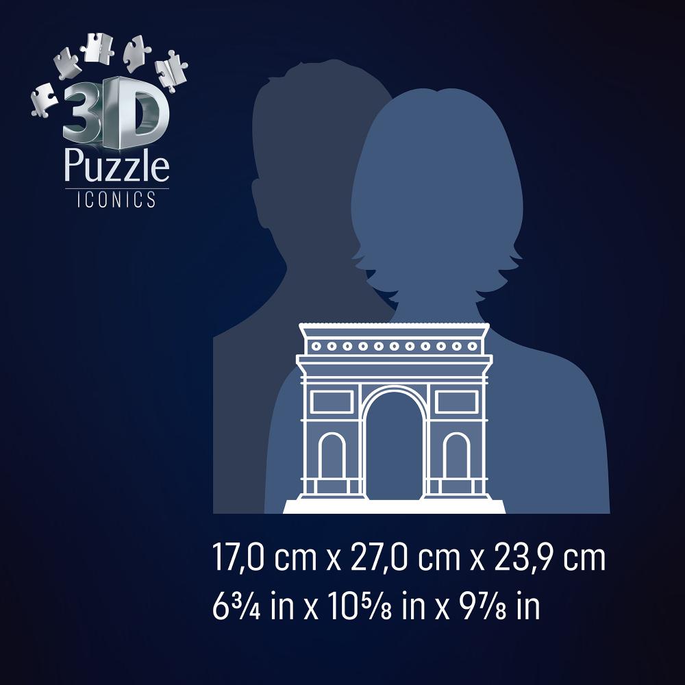 216 Teile Ravensburger 3D Puzzle Iconics Bauwerk Triumphbogen Paris mit Licht 12008029