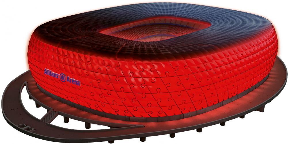 216 Teile Ravensburger 3D Puzzle Iconics Bauwerk Allianz Arena mit Licht 12008033