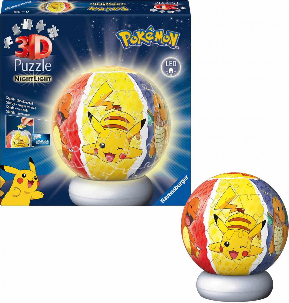 72 Teile Ravensburger 3D Puzzle Ball Nachtlicht Pokémon 12008053