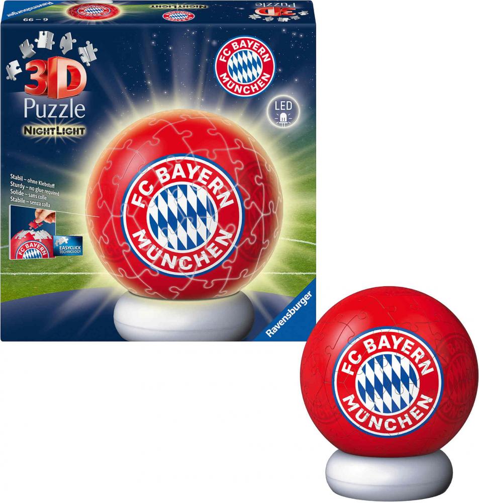 72 Teile Ravensburger 3D Puzzle Ball Nachtlicht FC Bayern München 12008056