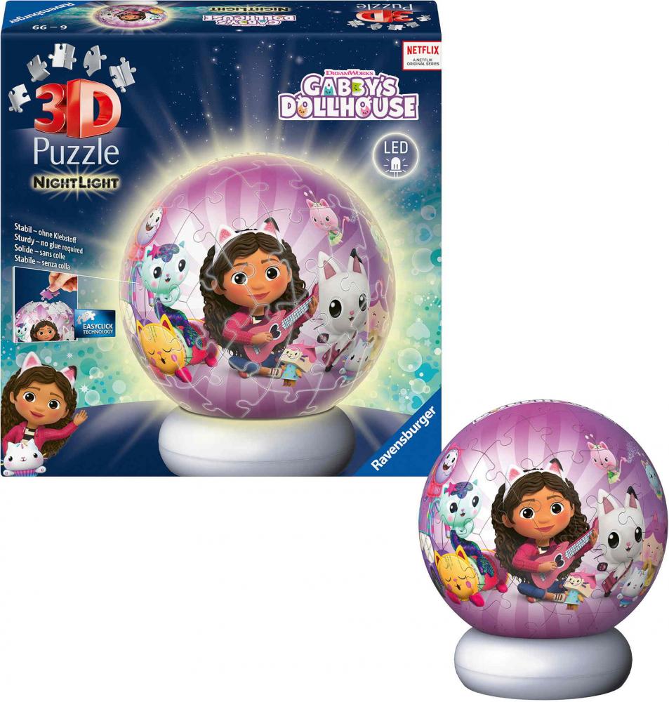 72 Teile Ravensburger 3D Puzzle Ball Nachtlicht Gabby's Dollhouse 12008059